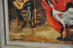 Lovely Large Antique FLAMENCO Dancer Painting by Montero