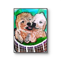 Original art Dogs 12X 16 CANVAS Colorful Modern Art Acrylic Painting on Canvas