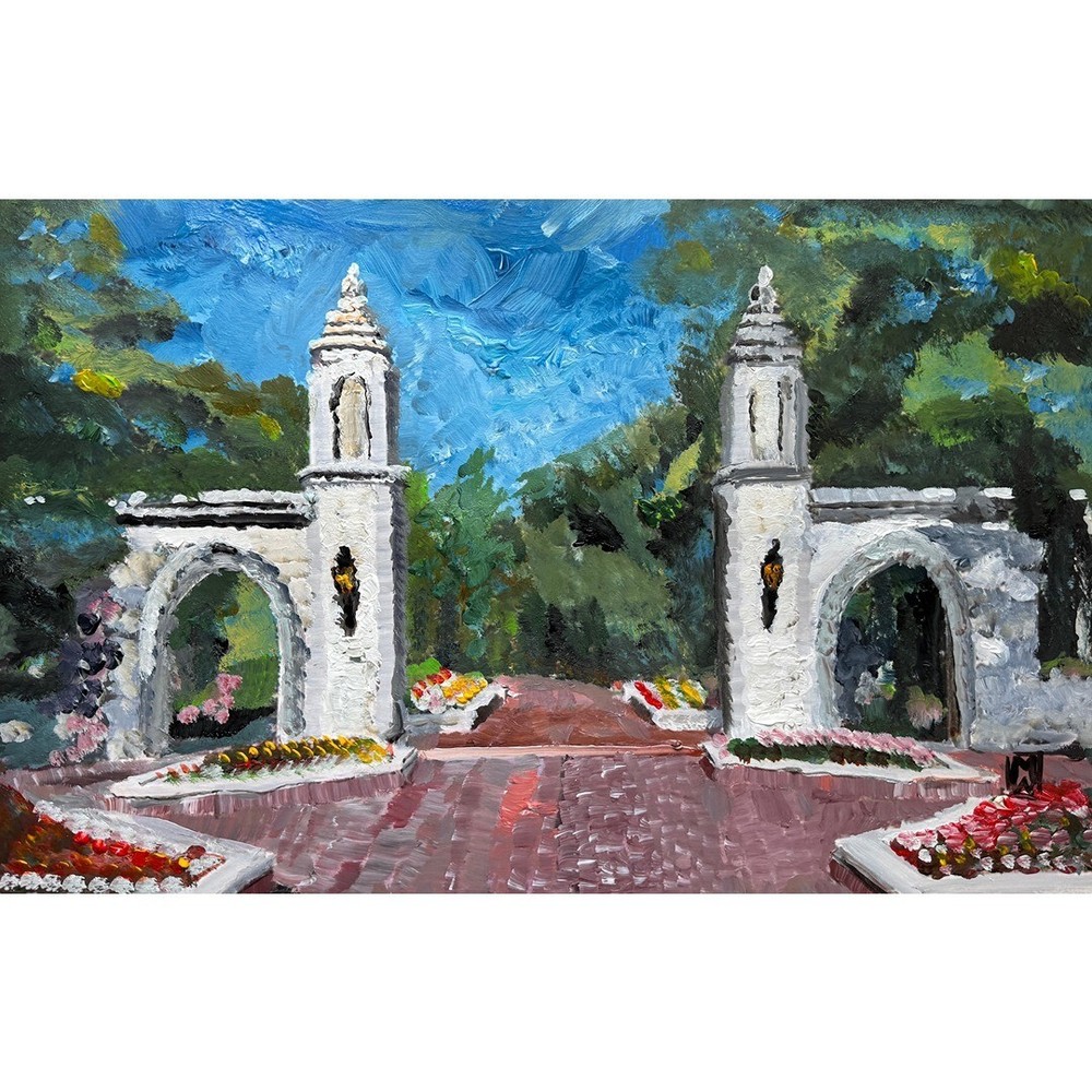 Original Acrylic IU Indiana University Sample Gates Impasto Painting 11×17″