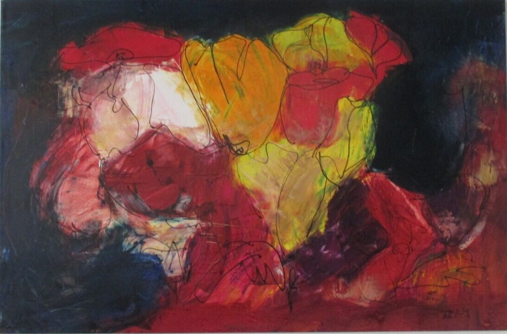 Oil painting unique 100×160 cm abstract floral flowers Sonja Zeltner-Müller