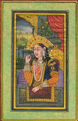 Miniature Portrait Painting Of Mughal Queen Mumtaz Mahal On Paper 3.75X5″