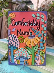 Pink Floyd Comfortably Numb Song Lyric Painting 7 x 5″, Trippy Floral Shroom Art
