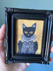 PRINT Gothic Cat Halloween Cute,funny, Painting,framed,miniature,small,mini