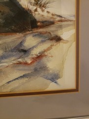 Original Lori Fischman (1927-2017) „Snowy Hills“ Watercolor, Framed, Berks Co PA