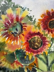 « Sunflowers » Original Work Of Ukrainian Artist Watercolour
