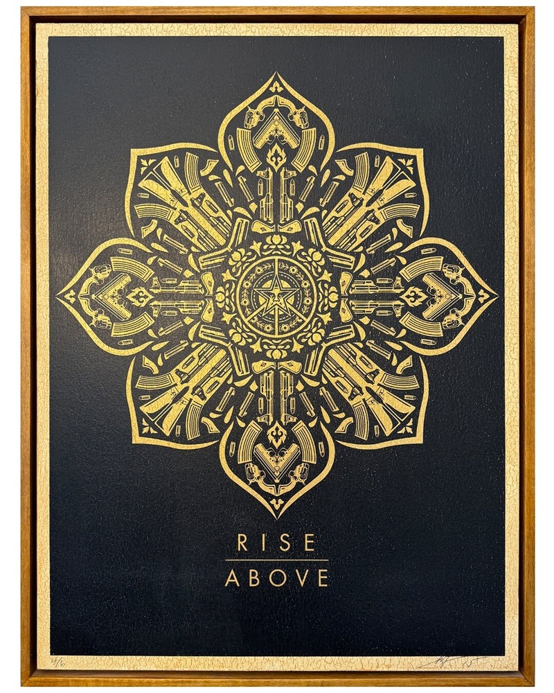 Shepard Fairey “Rise Above” Print on Wood – 4/6 – Obey Giant