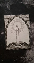 ACEO Original Art – Burning Candle Done In Pen & Ink