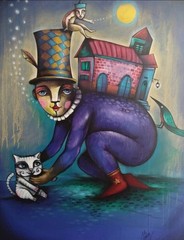Acrylic/Canvas Carlos Cesar cuban Art 100×80 Cm T:“La felicidad no pesa“