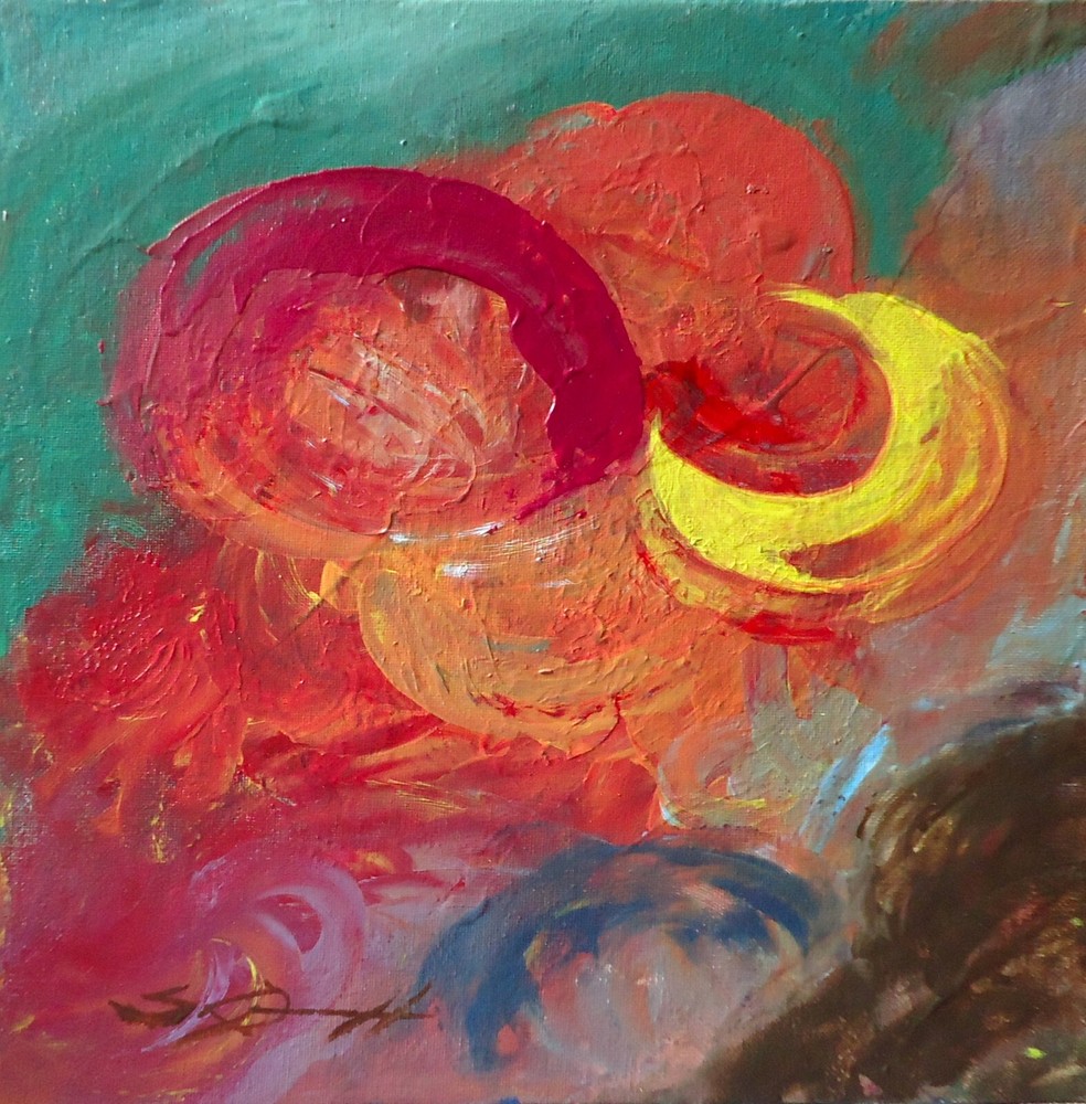 ORIGINAL PAINTING SIGNED acrylic „Crescent“ 12×12 canvas panel Steven G. Graff