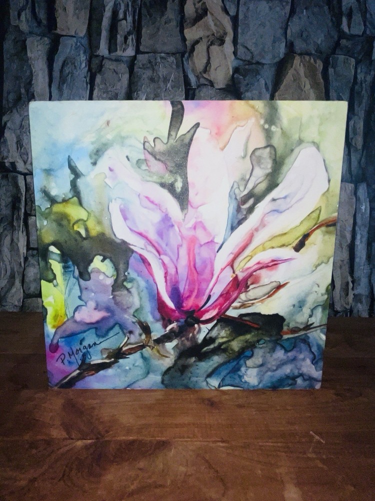 Pat Morgan Magnolia Blossom Watercolor Giclee Canvas Signed Floral Painting Art