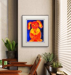 Glowing Bunny Colorful Pop Art Original Wall Art 11×14 Canvas Acrylic.