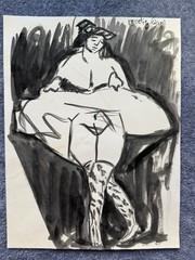 AMEDEO MODIGLIANI drawing and painting on old paper signed stamped vintage