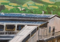 1968 VTG Japan Plein Air Impressionist Oil – Mountains Historical 20 x 16 SIGNED