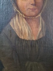 Antique 19th Century Oil Painting Portrait of a Young Lady in a Bonnet