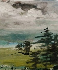 ORIGINAL Landscape WATERCOLOR Acrylics Painting Impressionism