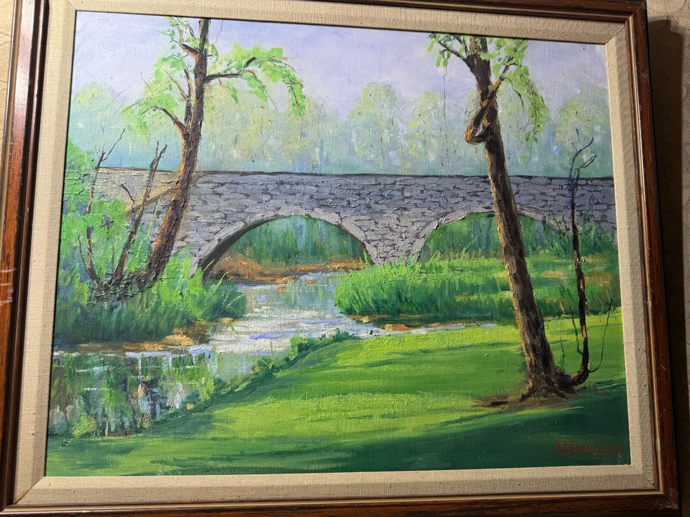 Richard D. Schultz (1915 – 2007) „Stone Bridge, Inwood West VA“ Oil Painting