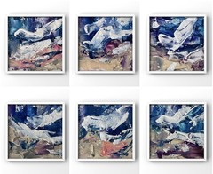 Laguna Beach Pacific Ocean Abstract Painting Coastal Gallery Wall Art Set Of 6