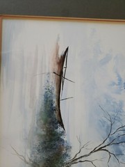 Row boat In Marsh. Watercolor bato. Double matted and framed. 15″x20.5″