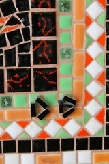 WOW! VTG ORIG ART TILE MOSAIC! BIRD PARROTS 50S DAD SON PAINTING MID CENTURY MCM