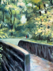 Michael Chausovsky „Park In Plano“ lPrinted Signed giclee CANVAS 24X20 Nature