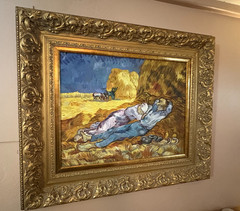 Noon Rest from Work framed VAN GOGH repro hand-painted oil on canvas BEAUTIFUL!