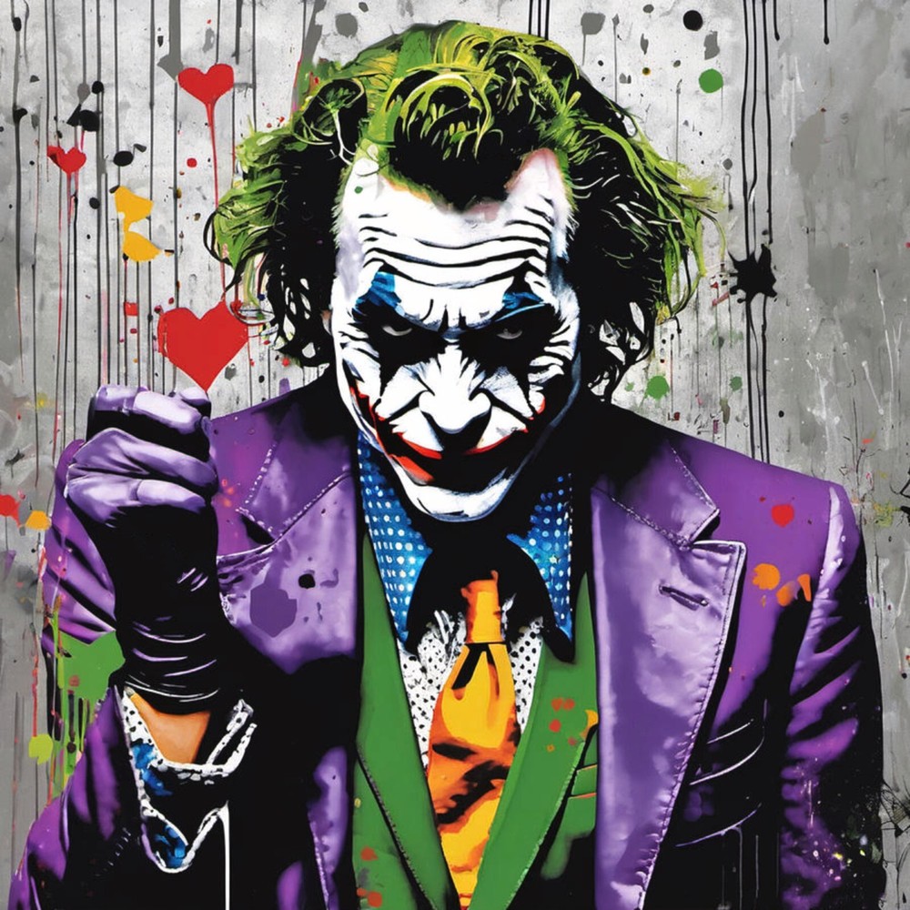 Love Homage the Joker Cinema Movie Movie 95x95cm Silver Aluminium Plate Pop Art