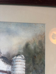 Large Original Barn Scene Watercolor by Bucks County PA Artist Glenna Bye C1980