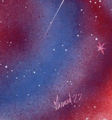 Painting of a Spiral Galaxy Space Scene Signed by artist Jason Girard.