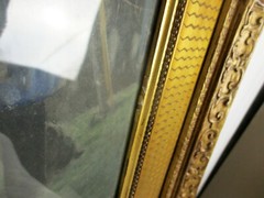 Antique Gorgeous Litho Taming Horses after Sicard Ornate Frame Wood Plaster