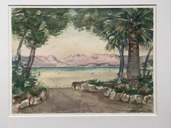 ::KÜSTE VON TROGIR JUGOSLAWIEN KROATIEN BEI SPLITT ANTIK 1955 SIGNIERT BÄUERLE