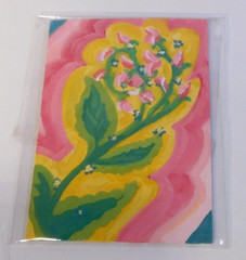Delicate Pink Flower – ACEO Painting – 2.5×3.5″ Casein on Arches Art Board c2018