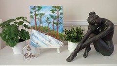 Winter Pine Forest Landscape Oil Painting Handmade Wall Art by Irene Pandin