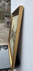 Impressionist Einar Gross 1895-1962 Boats in City Harbour Oil Painting, Framed