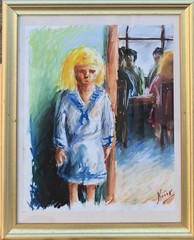 Unknown Expressionist – Blond Girl in Sailor Dress – 56.5 x 46.5
