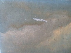 Vintage OIL PAINTING Coastal Ocean Beach Scene Wharf Shack Small Boat on Canvas