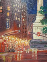 Original Hand Painted 8×8 Impressionist City Acrylic Panel Signed Colorful