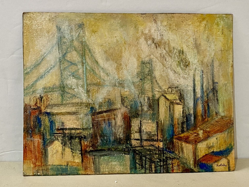 Vintage Signed Impressionist Cityscape Painting 7” X 9 1/4” (unframed)