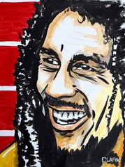 Vibrant Bob Marley Pop Art Acrylic Painting – 16×12″ Canvas Paper