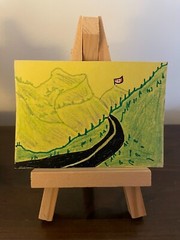 The Road North – ACEO on cardstock (2 1/2″ x 3 1/2″) original art mixed media.