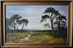 ACROSS HEATHLAND TO HILLS BEYOND ANTIQUE OIL PAINTING BRITISH SCHOOL c1880/1900
