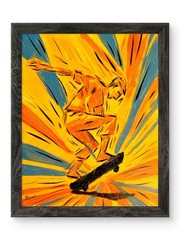 Original Skateboarder Action Painting Urban Sports Art 11×14 Acrylic Canvas