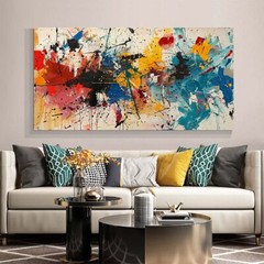 hand painted 1 piece abstract canvas art wall decor for living room red