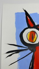 Original Folk Art Cat Painting Signed Colorful Wall Art STerling Paper 11×14