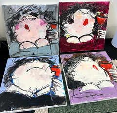 Gerdine Duijsens Original 4 Happy Single Juliette Nina Sophie Paintings 40cm