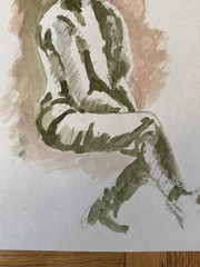 Vintage 1960s Watercolor Painting Figure Portrait Study 11 x 9 OOAK