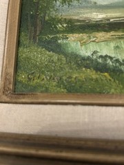 Original Framed & Matted Oil Painting Of Serene River Mexican Artist Olivares