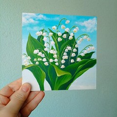 Lilies of the valley Original painting on fiberboard Lily of the valley wall art