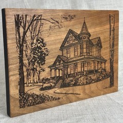 Custom Architectural Wood Engraving | Heirloom Home & Property Portrait