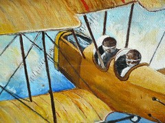 Mystery Artist, AVIATION OIL PAINTING 1917 CURTISS JENNY VINTAGE AVIATION ART