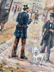 vtg Original Oil Painting French Paris Street Scene 38×26